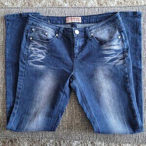 Peace Love Vanilla Star Blue Jeans skinny womens 11 juniors grunge Y2K Whiskered